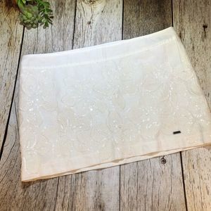 Hollister short skirt sequined floral ivory size 5